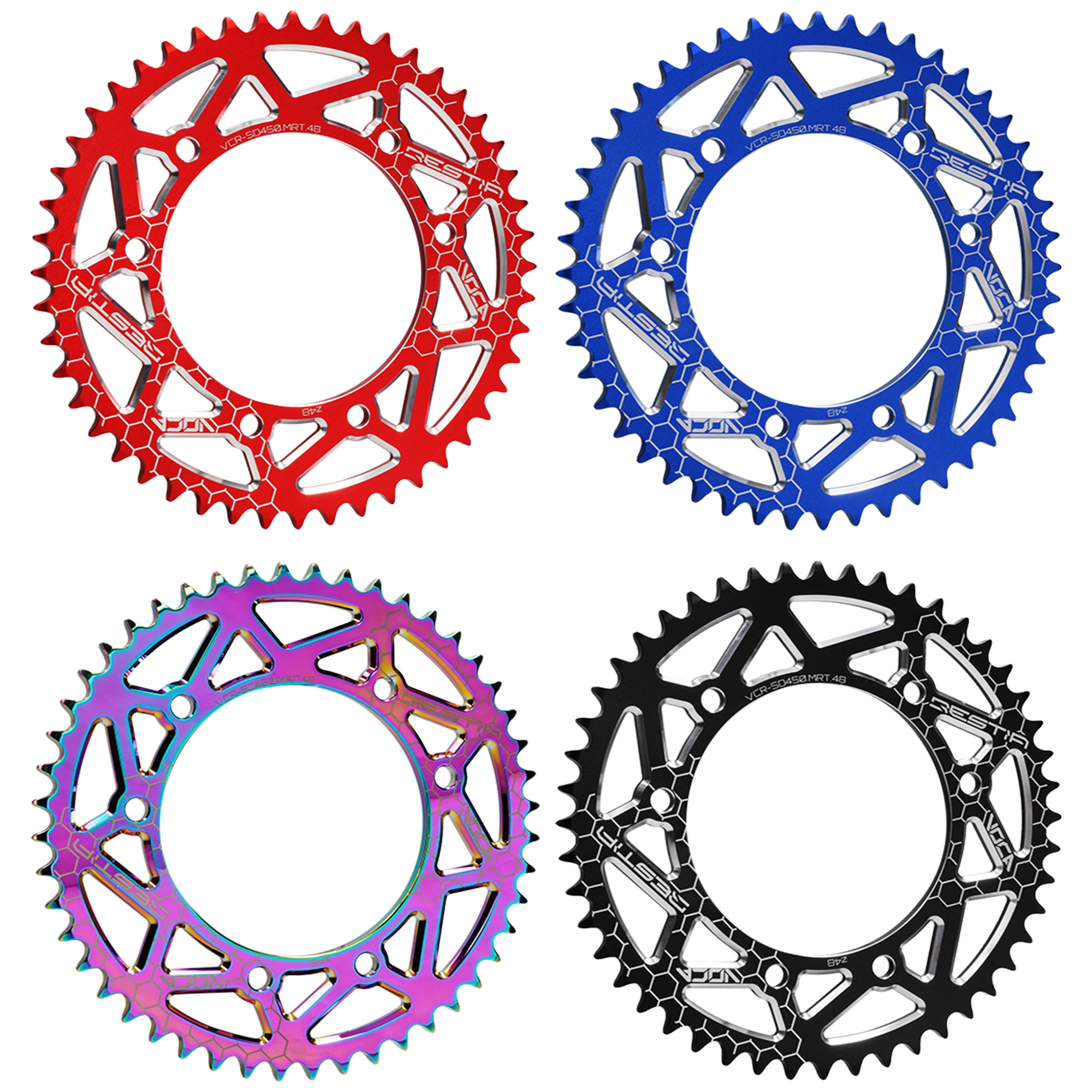 VCR-SD450.MRT voca cnc sprockets blue red black titanium derbi aprilia rieju peugeot